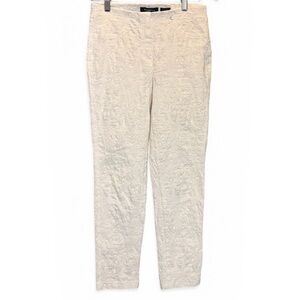 Robell Bella 09 White Textured Cigarette Pants Womens Size 6 Pull On Pants